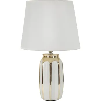 Lampička KERAMICKÁ STOLNÍ LAMPA S BÍLÝM STÍNIDLEM Ø 25 cm NOČNÍ LAMPA DO LOŽNICE