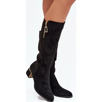 Dámské kozačky Dámské kozačky na podpatku 6912 Černá - Super mode černá 39