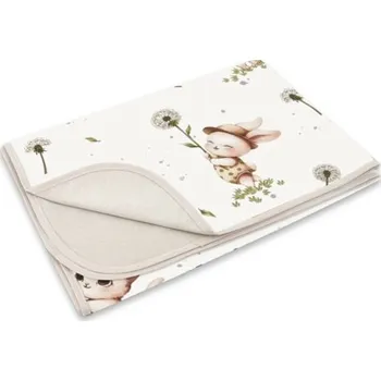 Dětská deka Oboustranná letní deka, bavlna + jersey 100x75cm, Kocourek a pampeliška - bílá, béžová