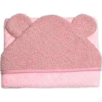 Kojenecká osuška s kapucí a oušky Boucle 80x80cm, froté - pudrově růžová