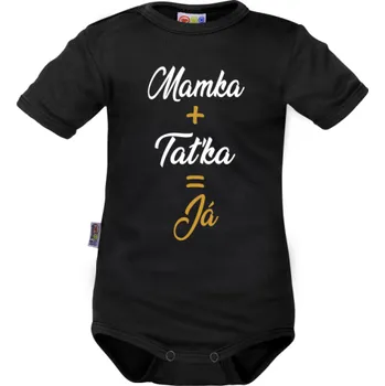 Kojenecký body Body krátký rukáv Dejna Mamka + Taťka = Já, černé, vel. 74