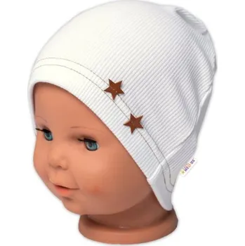 Kojenecká čepice Baby Nellys Žebrovaná čepice Hvězdičky - bílá