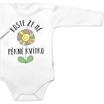 Kojenecký body Body dlouhý rukáv, Roste ze mě pěkné kvítko, Baby Nellys, bílé, vel. 86