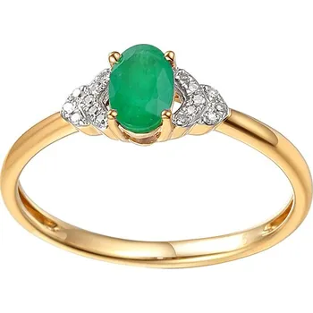 Prsten Smaragdový prsten s diamanty IZBR1093 + dárkové balení LUXUS zdarma