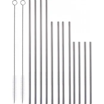 Brčka ocelové kovové trubičky na nápoje 14 kusů