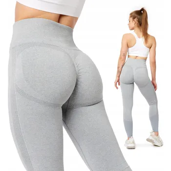 Podprsenka Bezešvé legíny Push Up s vysokým pasem na sport a fitness BLV50-254 Šedé S