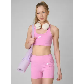 Dámské spodní prádlo 4F SPORTOVNÍ PODPRSENKA DÁMSKÁ RŮŽOVÁ RYCHLESCHNOUCÍ NÍZKÁ OPORA S