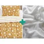 2x povlečení mikroplyš HVĚZDY béžové + prostěradlo mikroplyš SOFT 180x200 cm bílé, 140x200 / 70x90 cm