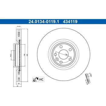 Brzdový kotouč Brzdový kotouč ATE 24.0134-0119.1