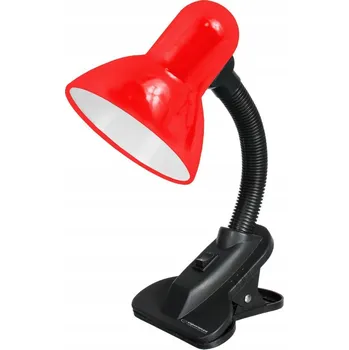 Lampička STOLNÍ LAMPA NOČNÍ NA STŮL LED ŽÁROVKA E27 KLIP UPEVŇOVACÍ ČERVENÁ
