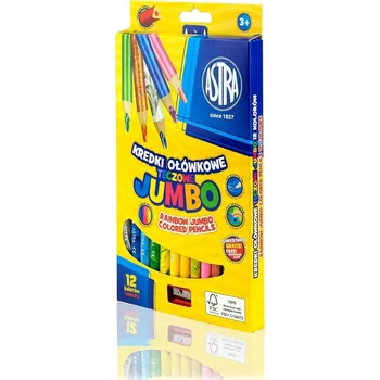 Kresba Duhové Pastelky Astra Jumbo 12 kusů + ořezávátko