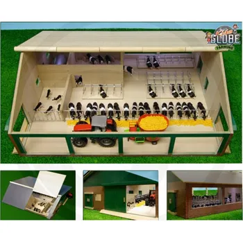 Dřevěná hračka Dřevěná stáj pro dobytek s otevírací střechou a boxy Kids Globe 610495