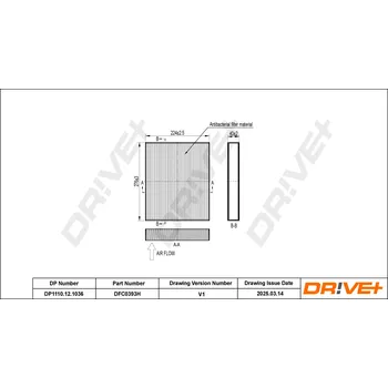 Kabinový filtr Filtr vzduchu v interiéru Dr!ve+ DP1110.12.1036