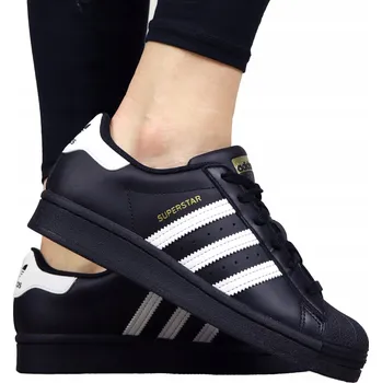 Dámské tenisky Dámské boty Adidas SUPERSTAR KOŽENÉ ČERNÉ kožené sportovní tenisky