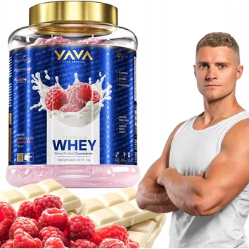 Protein YAVA LABS PREMIUM WHEY KONCENTRAT WPC 2KG malina bílá čokoláda
