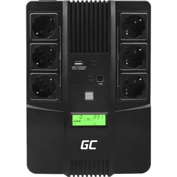 Počítačové příslušenství Green Cell Nepřerušitelný napájecí zdroj UPS AiO 600VA 360W s LCD displejem | VERZE EU | 6x zásuvky Schuko