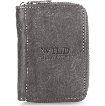 Peněženka Malá šedá pánská kožená peněženka na zip do kapsy kalhot