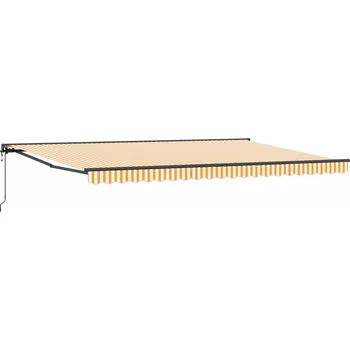 Markýza vidaXL Budsorovatelné zastřešení Žlutá a bílá 500 × 300 cm [3331210]