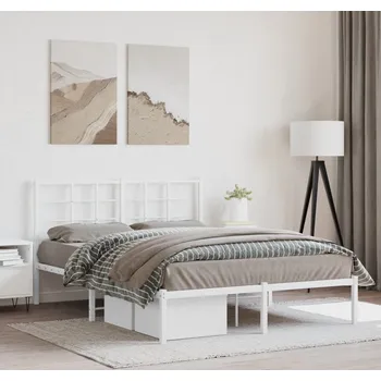 Ložnice vidaXL Kovový rám postele s čelem 140 x 190 cm [355610] Barva: Bílá