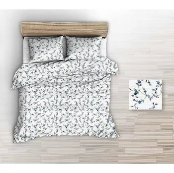 Povlečení Krepové povlečení 140x200 bílé s barevnými větvičkami