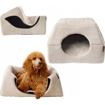 Pelíšek pro psa Pelíšek pro psa kočku Budka 2v1 XL Domeček 55x55 cm Protiskluzová podložka