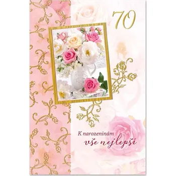 Ditipo Blahopřání - K VÝROČÍ 70tiny (růže v rámečku) 6890516