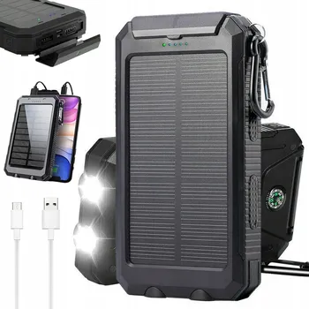 Powerbanka SOLÁRNÍ POWERBANKA MALÁ A PRAKTICKÁ S SVÍTILNOU A KOMPASEM 30000MAH