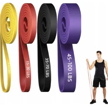 Sada 4 posilovacích gum odporové gumy fitness popruhy odpor 2-40 kg latex