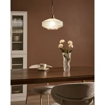 Osvětlení Závěsná lampa průhledné skleněné stínidlo zlatá kovová základna křišťálový vzhled moderní glamour styl obývací pokoj ložnice Beliani