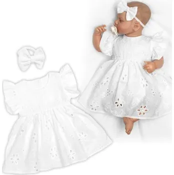 Sukničkobody s volánkem + čelenka Viktorie, kr. rukáv, Madeira, 2D sada, bílé