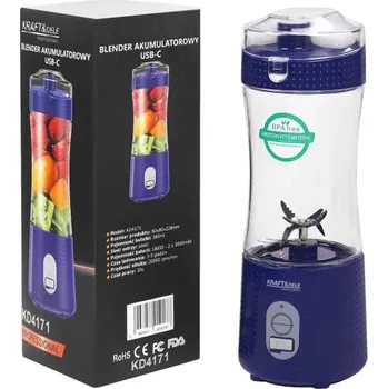 Topidlo Kraft&Dele KD4171, akumulátorový USB-C blender 380 ml | 2×3000 mAh, 20 000 ot./min, nerezová ocel