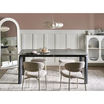 Zahrada Zahradní jídelní stůl černý mramor slinutý kámen železný rám UV Odolný proti vodě a rzi Venkovní Vnitřní jídelna Terasa Moderní styl Beliani