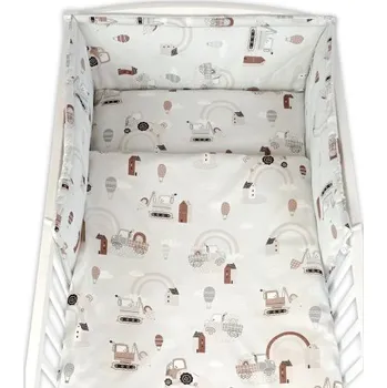 mantinel do postýlky Sada do postýlky 3D, mantinel a povlečení - Malý stavitel, šedá, 135x100