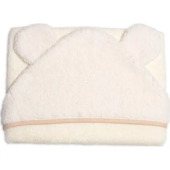 Kojenecká osuška s kapucí a oušky Boucle 80x80cm, froté - smetanová