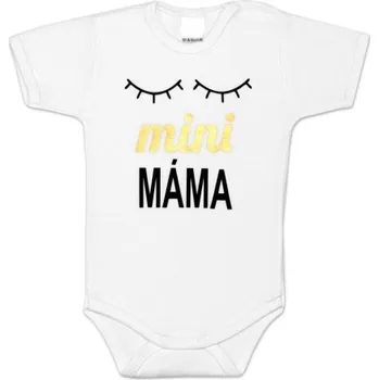 Kojenecký body Body krátký rukáv Dejna Spící oči Mini máma - bílé, vel. 80