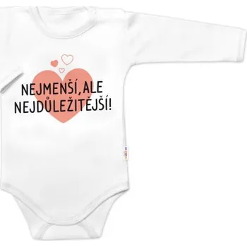 Kojenecký body Body dlouhý rukáv, Nejmenší, ale nejdůležitější, Baby Nellys, bílé, vel. 80