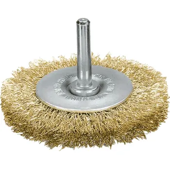 Brusný kotouč Lessmann 415752 | Rotační kartáč se stopkou průměr 6 mm průměr 50x10 / 0,25 pomosazený ocelový drát zvlněný