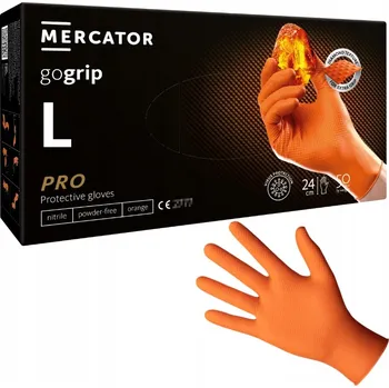 Vyšetřovací rukavice Nitrilové rukavice Mercator gogrip orange L, 50 ks