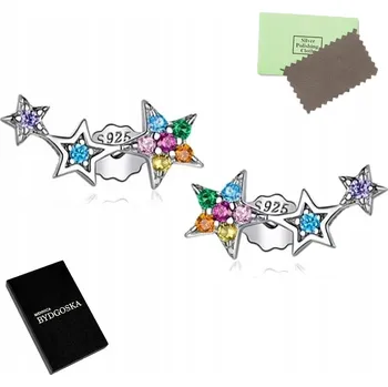 Náušnice STŘÍBRNÉ NÁUŠNICE RHODIOVANÉ hvězdičky ŠROUBOVACÍ PEcky