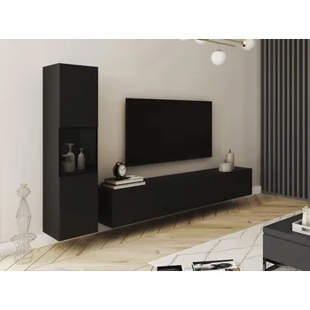 Obývací stěna Obývací stěna HEXIO - černá + LED osvětlení