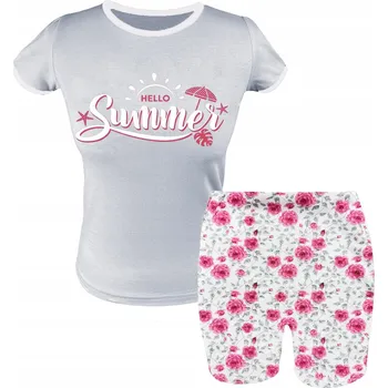 Dámské pyžamo BAVLNĚNÉ PYŽAMO S KRÁTKÝM RUKÁVEM PRO DÍVKU LETNÍ KRÁTKÉ KRAŤASY 128