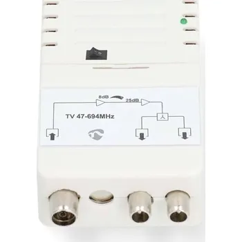 Televizní anténa Nedis 25 dB, 3x IEC, ovládání zesílení (SAMP42222WT) bílý