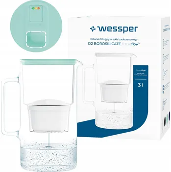Filtrace vody Filtrační konvice skleněná Wessper D2 BOROSILICATE FF 3 l, mátová + filtr