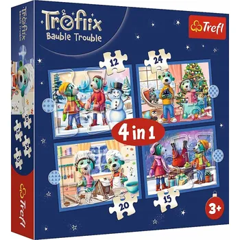 Puzzle Puzzle 4v1 Rodina Treflíků U Treflíků sněží 34657 Trefl Treflíci