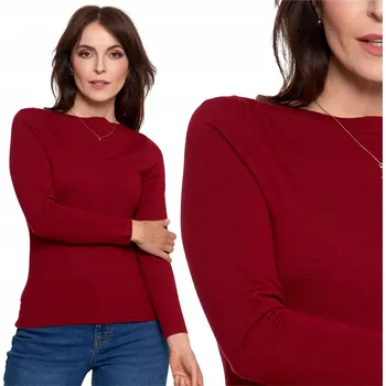 Dámský svetr DÁMSKÝ SVETR Z VISKÓZY ČERVENÝ MORAJ TENKÝ POHODLNÝ SVETR DLOUHÝ RUKÁV XXL