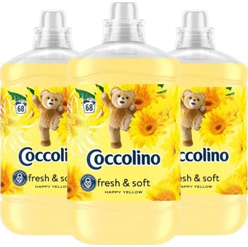 Aviváž Coccolino Happy Yellow tekutá aviváž Fresh & Soft 3x1,7L 204 praní