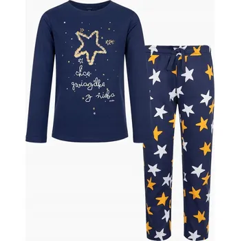 Dívčí pyžamo Dívčí pyžamo zimní dětské pyžamo tmavě modré 164 Hvězda Endo