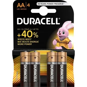 Článková baterie Alkalická baterie Duracell AA (R6) 4 ks