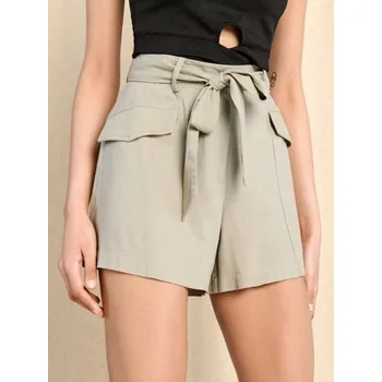 Dámská móda Sinsay - Kraťasy ze směsi lnu - neonová - 1479Z-71X - 1479Z-71X-XS-1