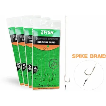 Rybářský háček ZFISH Návazec Method Feeder Rig Spike Braid 5 ks Velikost háčků: 8